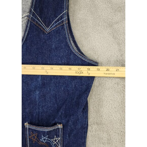 L' Avion Vest Womens Large Denim Button Up Western Embroidered Stars 90s Vintage - Picture 4 of 10